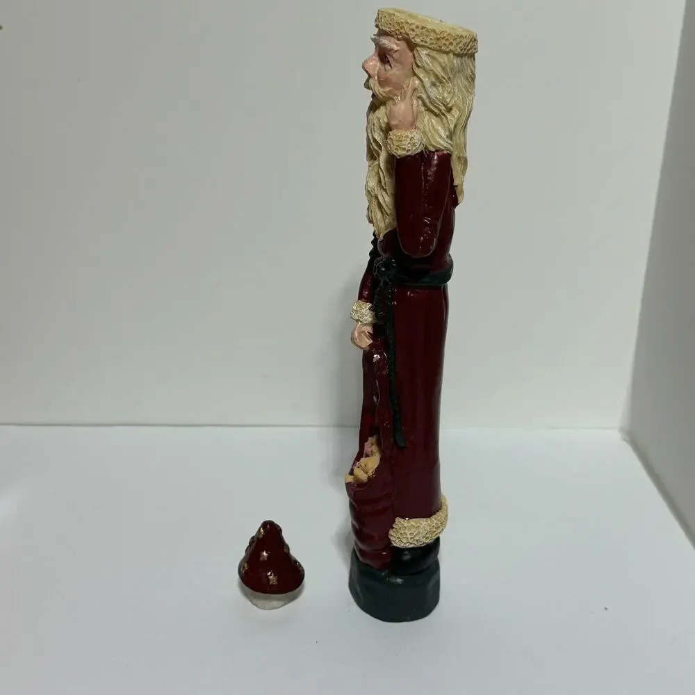 Vintage Santa Candlestick Holder 12 Inch Tall Santa with Toys Removable Hat Folk